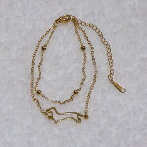 Gold Dachshund Double Chain Bracelet Stainless Steel